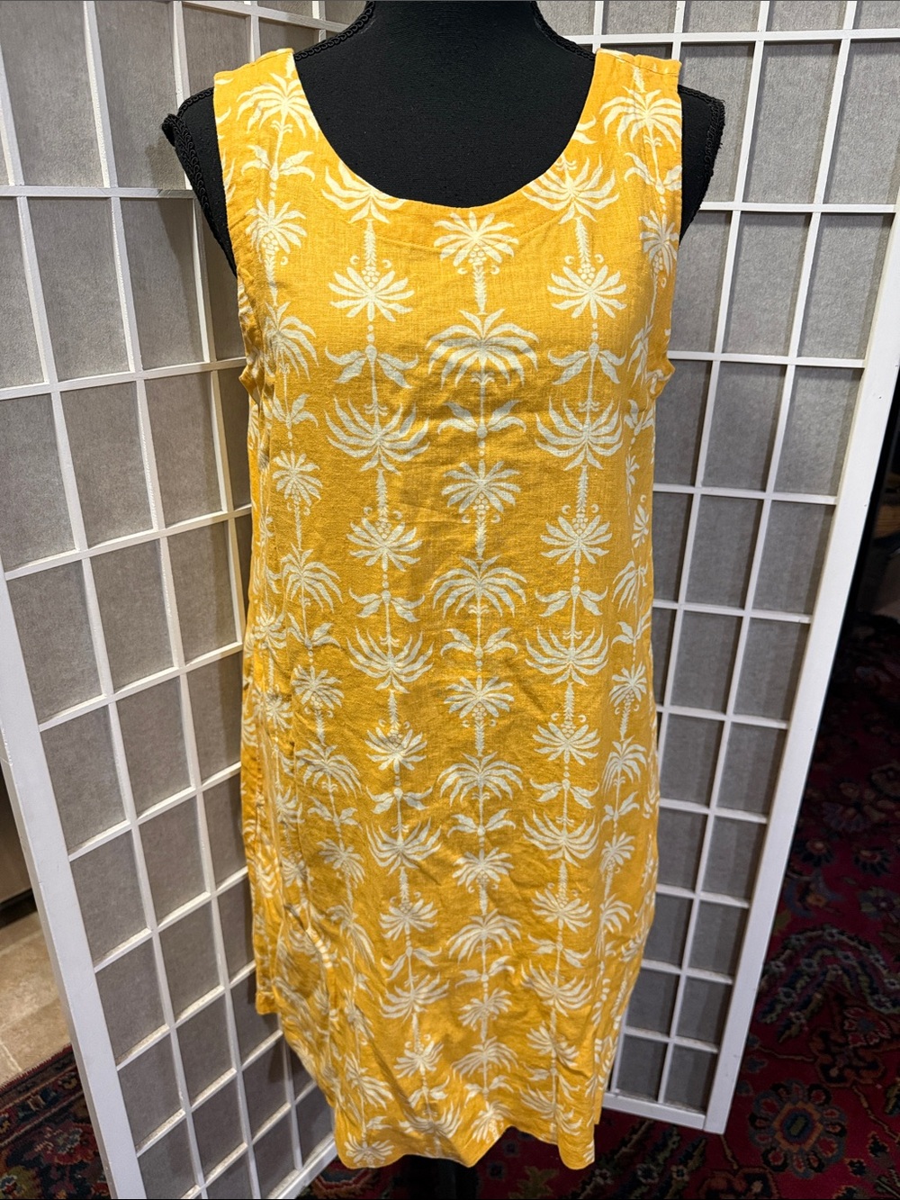 NEW NICOLE MILLER YELLOW PALM LINEN DRESS🌸